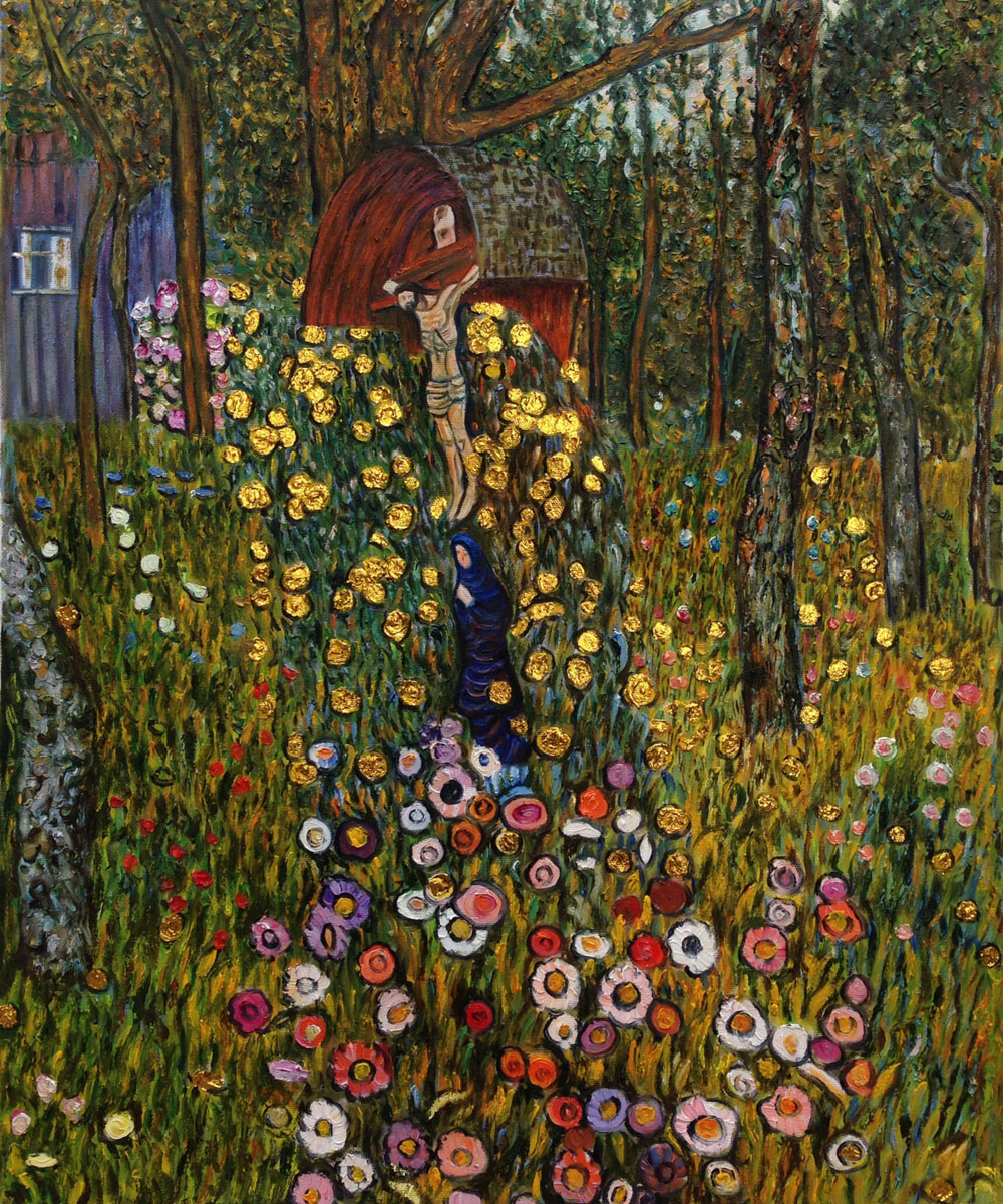 Cottage Garden with Crucifix (Luxury Line) - Gustav Klimt Paintings